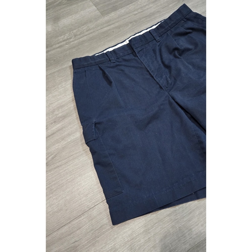 Riverside Budweiser Navy Solid Cargo Shorts Embroidered Pleated Pockets Size 36 - Picture 4 of 12